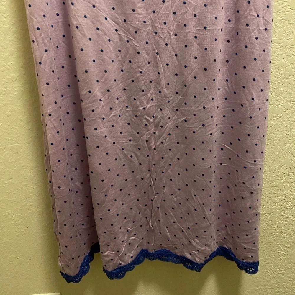 Rene Rofe Purple Polka Dot & Lace Nightgown Size XL New Without Tag